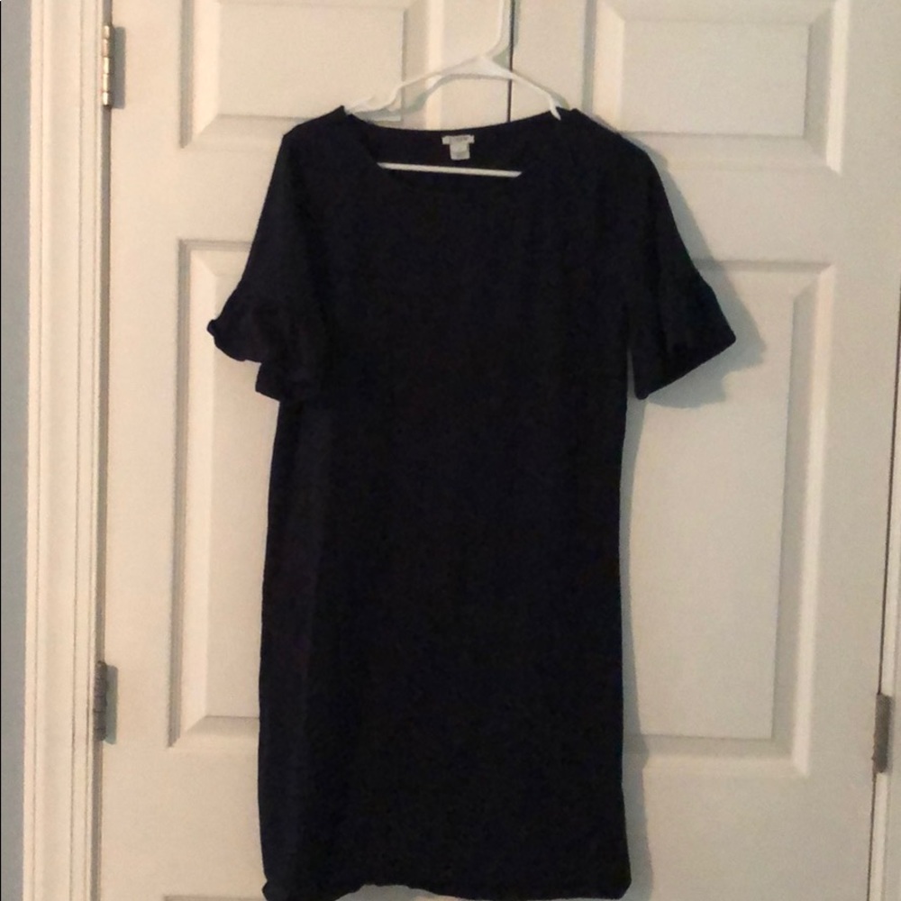 J Crew Ruffle Sleeve dress in navy blue